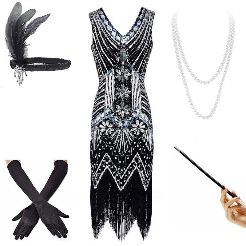 Vintage 20-As Évek Fekete Ruha