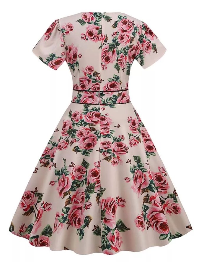 Vintage 60-As Évek Bézs Virágos Ruha