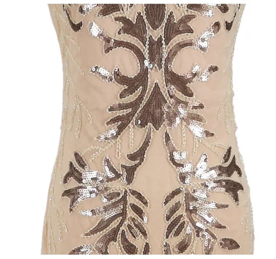 Vintage 1920-As Évek Art Deco Bézs Ruha