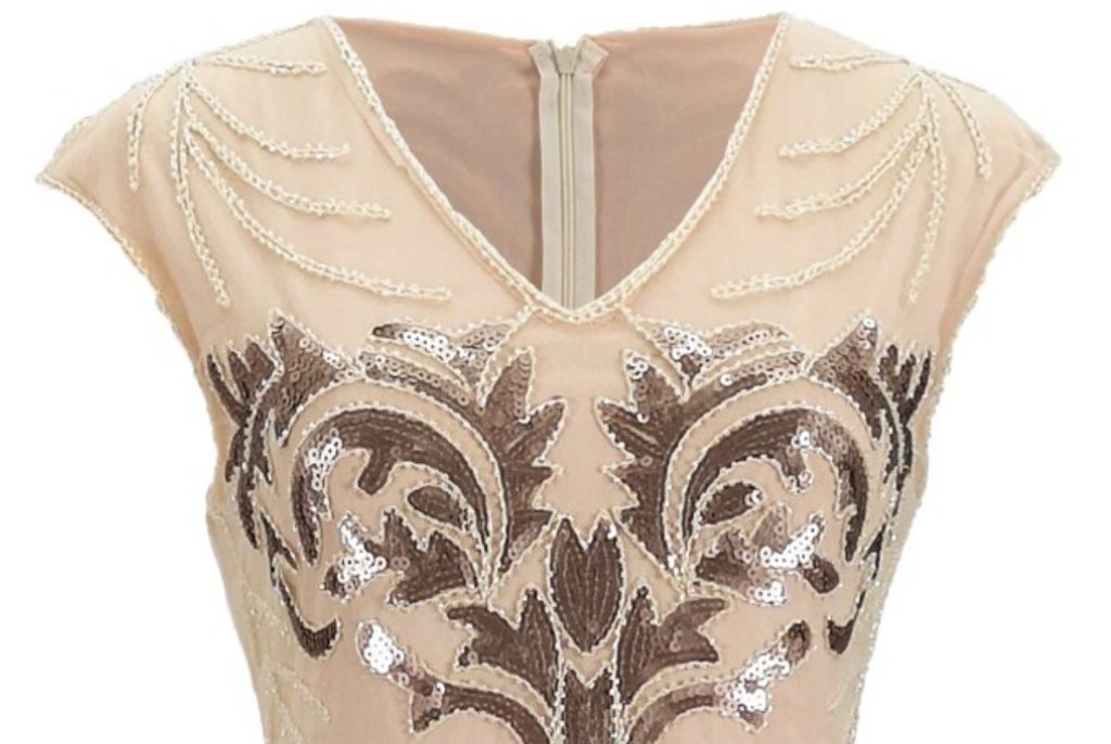 Vintage 20-As Évek Retro Bézs Ruha