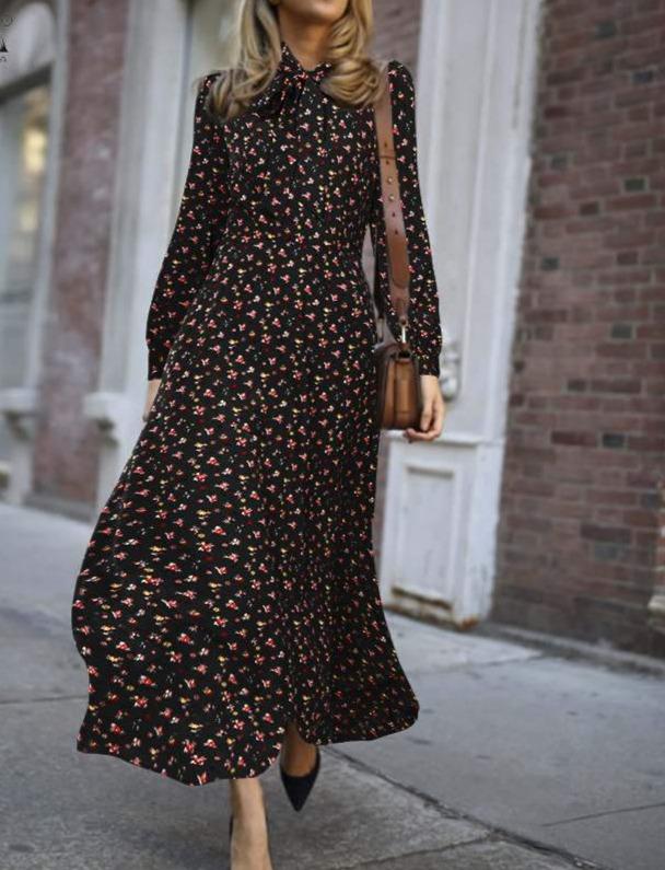 Vintage 40-Es Évek Flowy Fekete Ruha