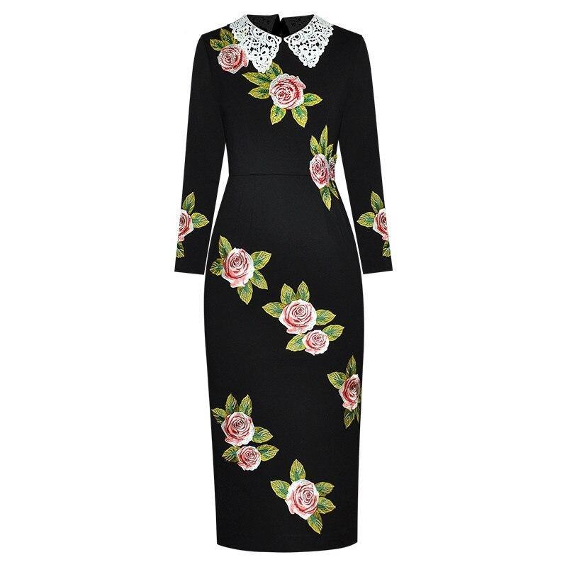 Vintage 40-Es Évek Nagy Rózsák Ruha