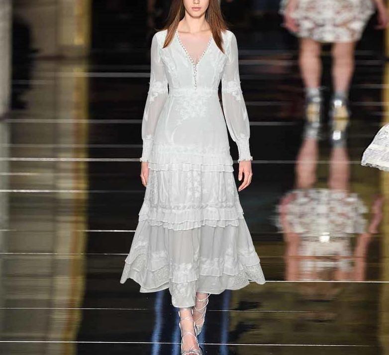 Vintage 40-Es Évek Fehér Lámpás Ruha