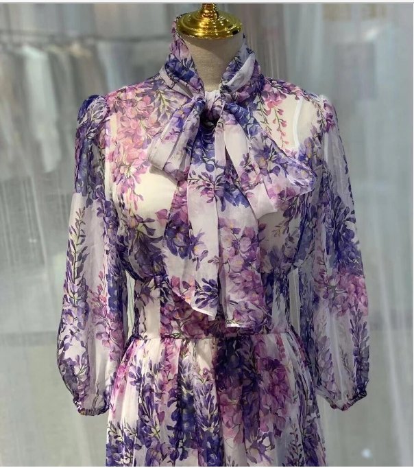 Vintage 40-Es Évek Hosszú Levendula Ruha