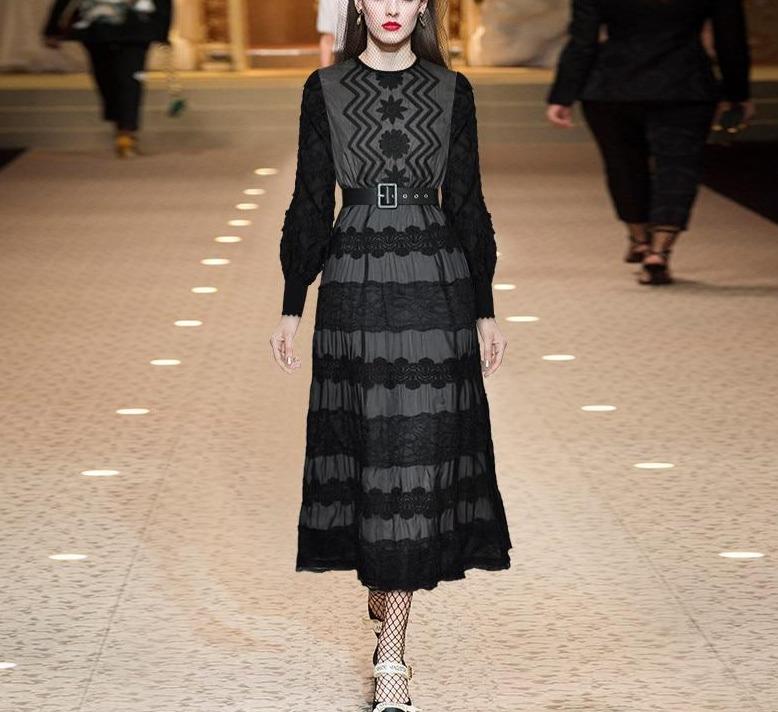 Vintage 40-Es Évek Lámpás Ujjú Ruha