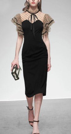 Vintage 40-Es Évek Fekete Magas Derekú Ruha