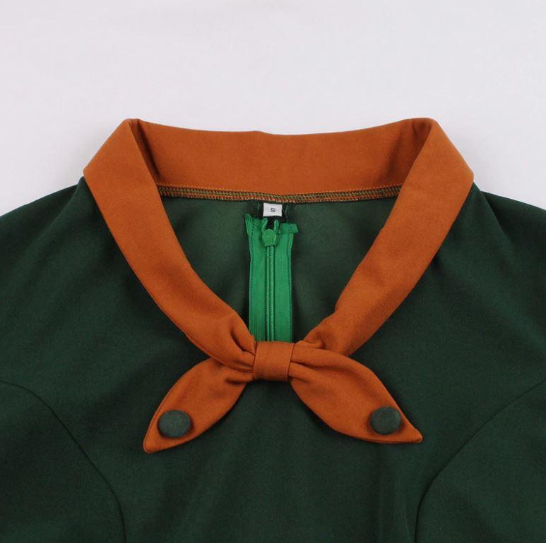 Vintage Őszi Zöld Ruha