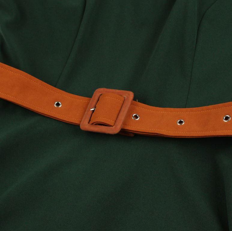 Vintage Őszi Zöld Ruha