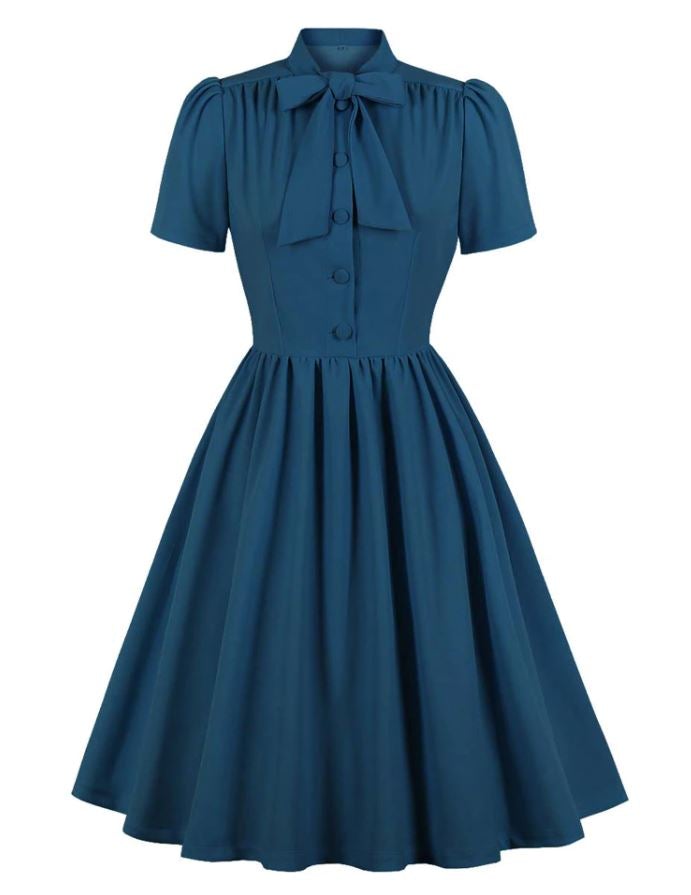 Preppy Vintage Dress Blue