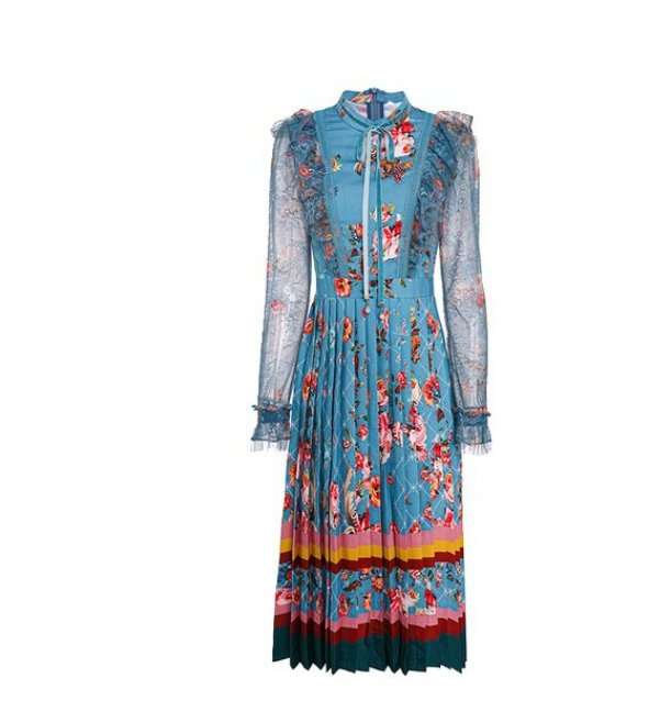 Vintage Porcelánkék Ruha