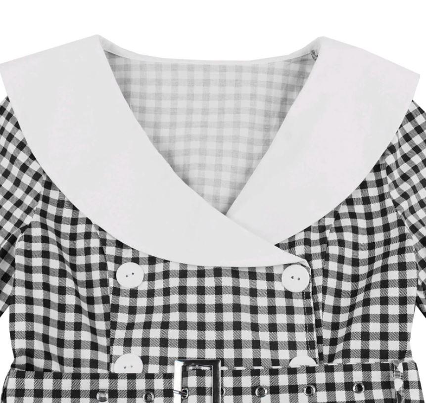 Vintage Fekete Kockás Ruha