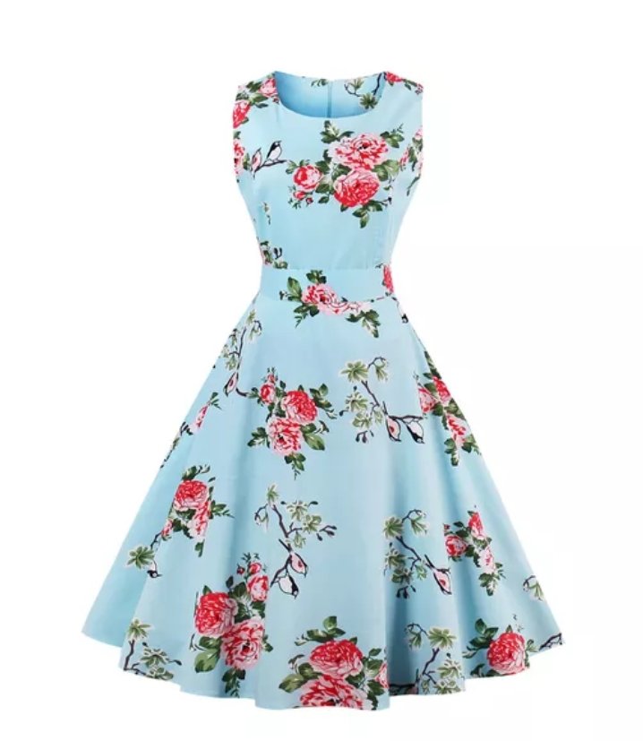 Vintage Elegáns Retro Gyönyörű Roses Ruha