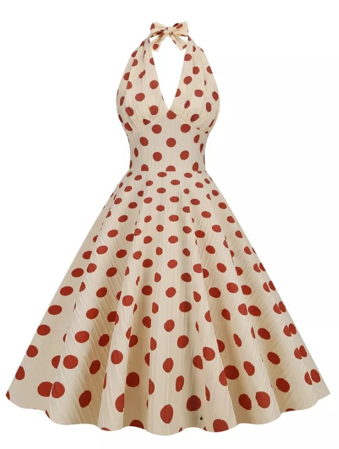 Vintage Elegáns Retro Nyári Ruha