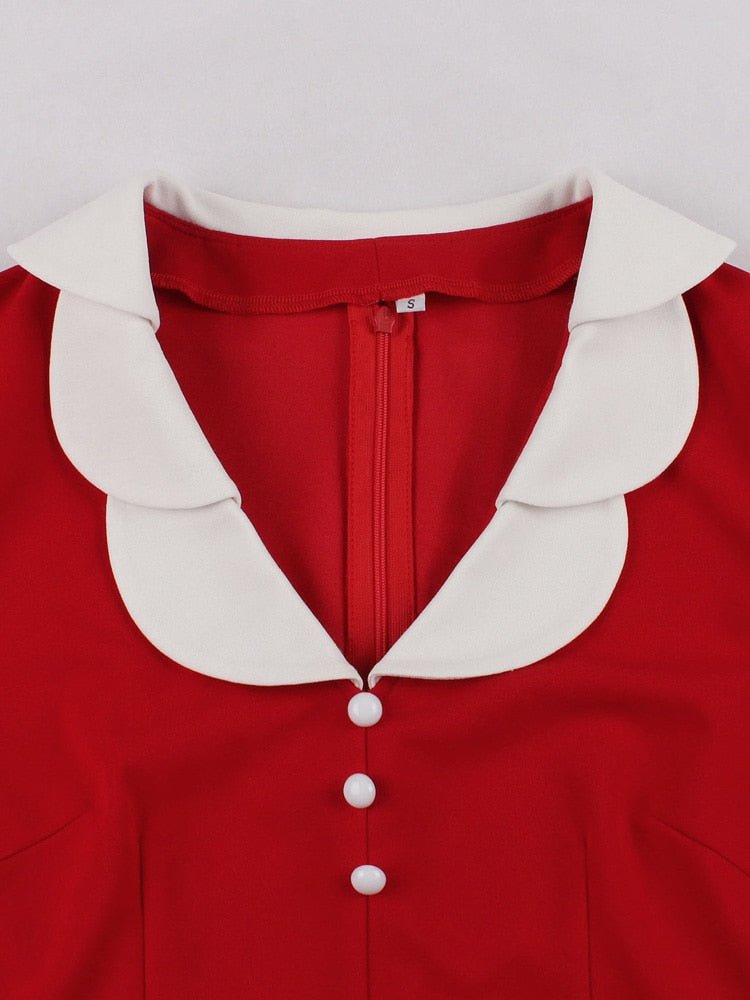 Vintage Ceruza Elegáns Piros Ruha