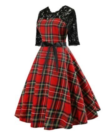 Vintage Csipkekockás Ruha