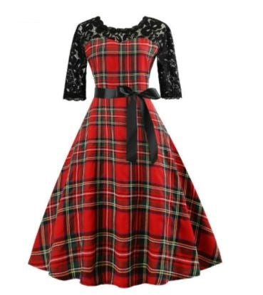 Vintage Csipkekockás Ruha