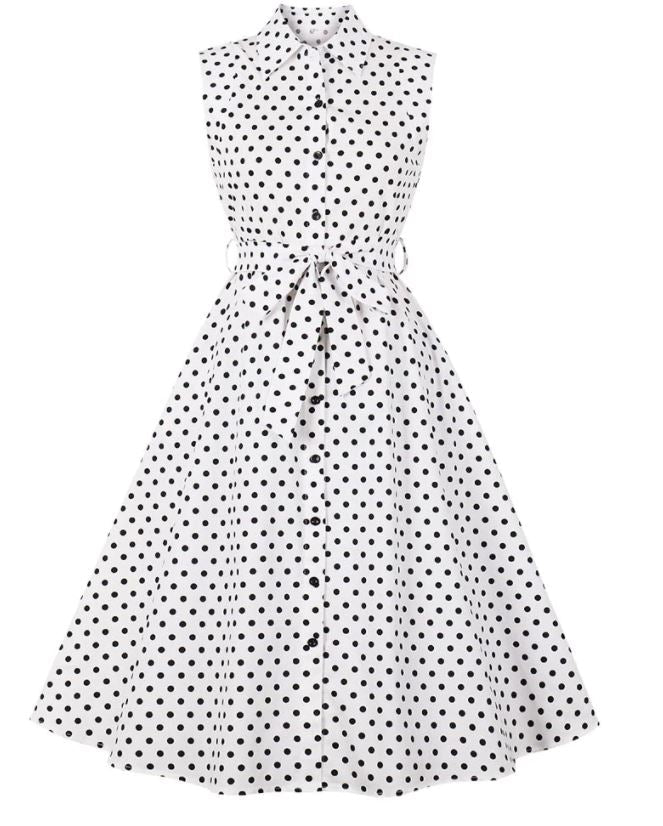 Vintage Fekete-Fehér Női Ruha