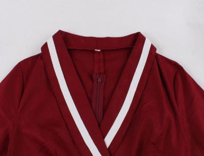 Vintage Molett Piros V-Nyakú Ruha