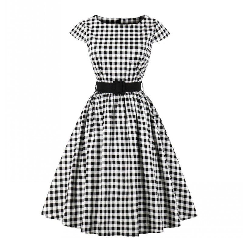 60-As Évek Gingham Kockás Ruha