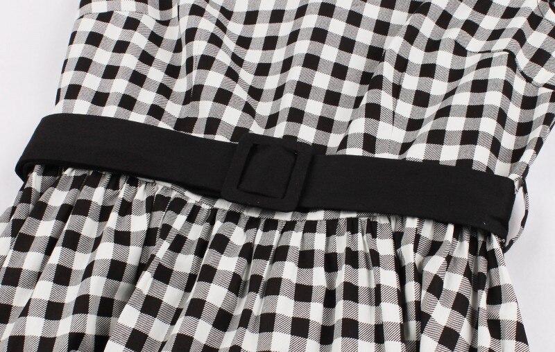 60-As Évek Gingham Kockás Ruha