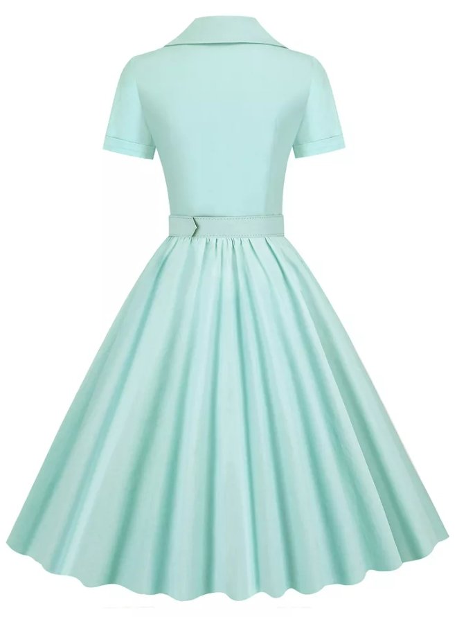 Vintage Nagyméretű, Magas Derekú Türkiz Ruha