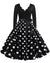 Vintage Plus Size Rockabilly Ruha, Fekete Pöttyös