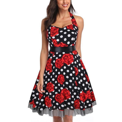 Vintage Molett Rockabilly Ruha, Fekete Rózsák