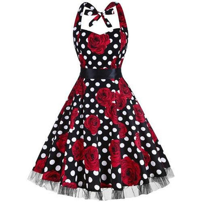 Vintage Molett Rockabilly Ruha, Fekete Rózsák