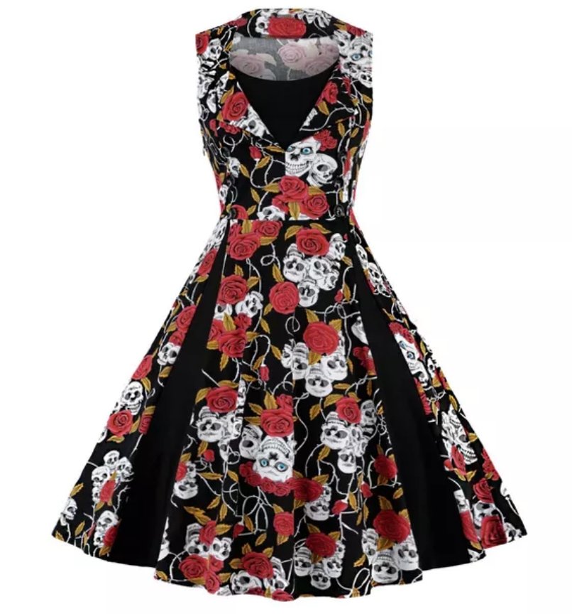 Vintage Plus Size Rockabilly Ruha Skull Red