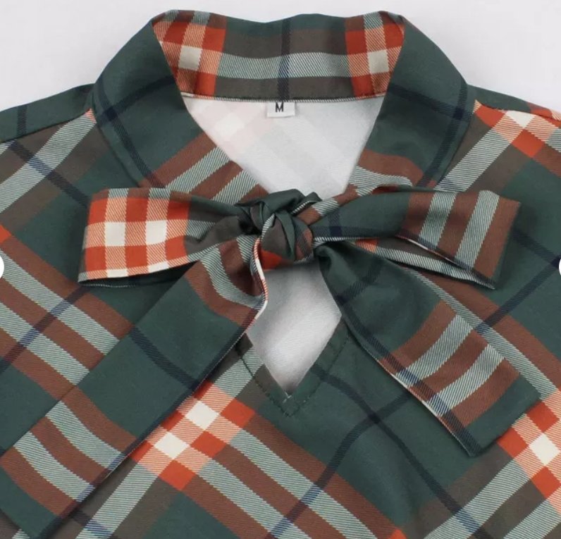 Vintage Téli Kockás Ruha