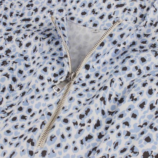 Vintage Kék Leopárd Ruha