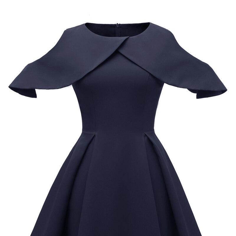 Vintage Sötétkék Ruha Fodros Gallérral