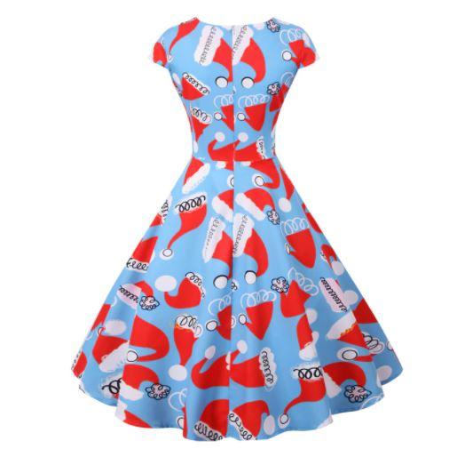 Vintage Karácsonyi Nagyméretű Kék Ruha