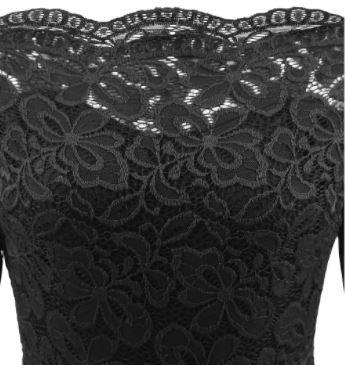 Vintage Fekete Csónak Nyakú Ruha