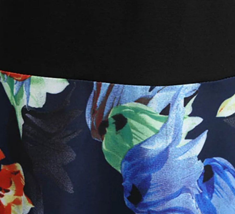 Vintage Pin Up Kék Virágos Ruha