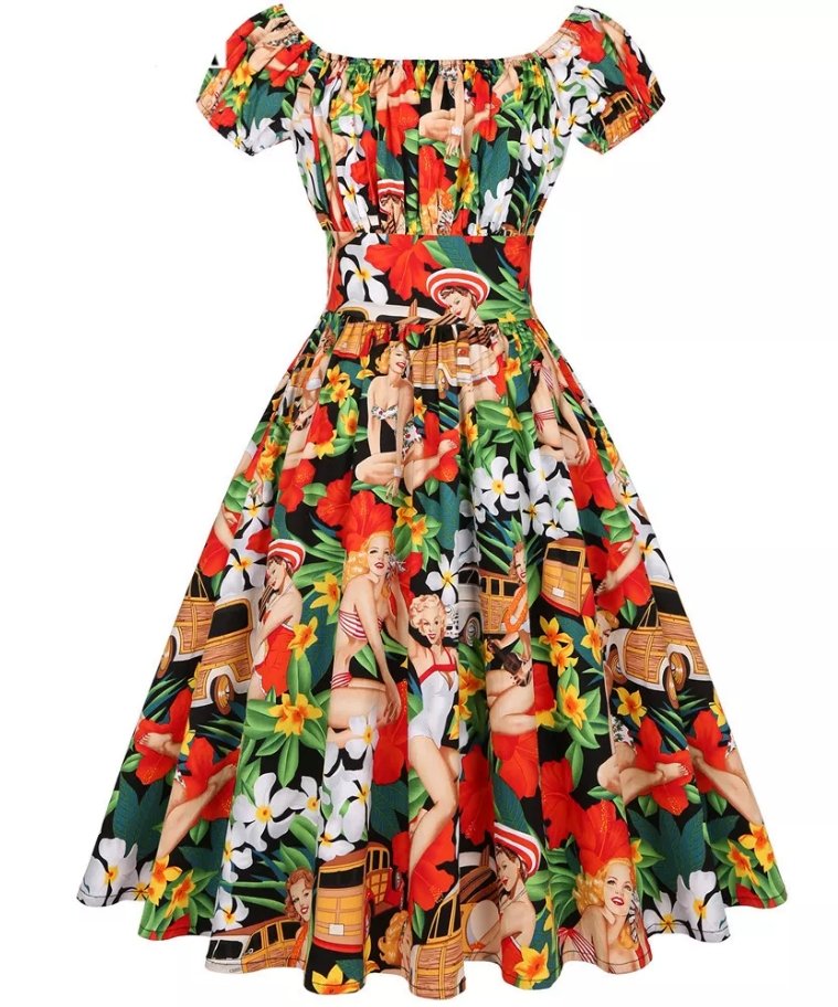 Fehér Molett Vintage Pin-Up Ruha