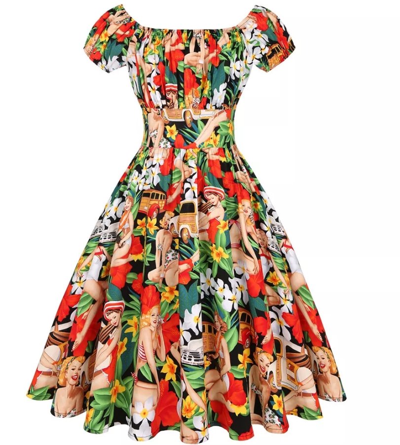 Fehér Molett Vintage Pin-Up Ruha