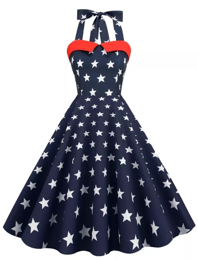 Vintage Pin Up Dress Printed Usa