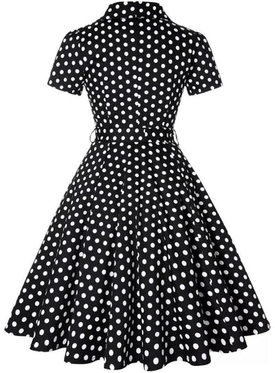 Vintage Fekete Pöttyös Pin-Up Ruha