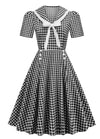 Vintage Pin Up Kockás Ruha Fekete