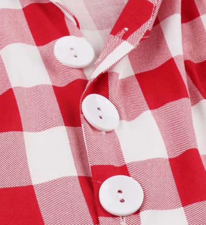 Vintage Pin Up Piros Kockás Ruha