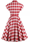 Vintage Pin Up Piros Kockás Ruha