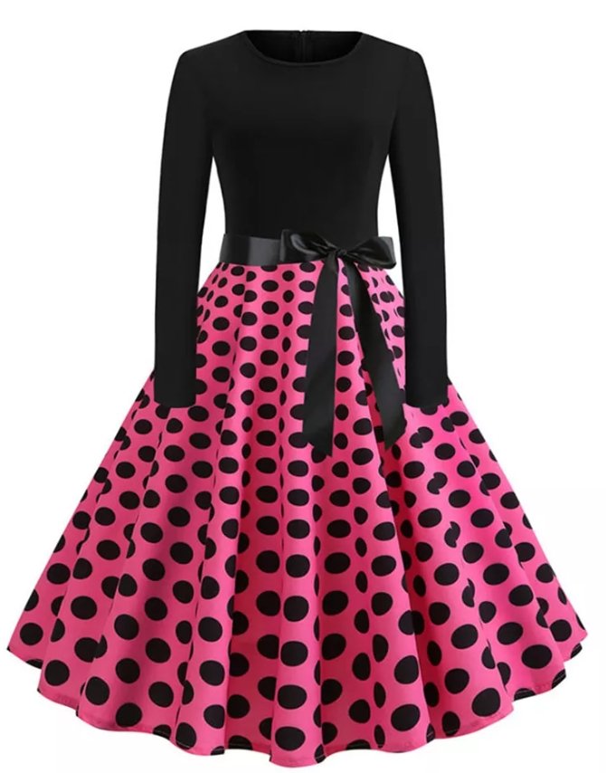Vintage Pin Up Dress Pink Dots