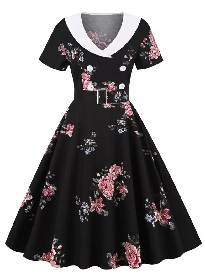 Vintage Rockabilly Ruha 50-Es Évek Virágai