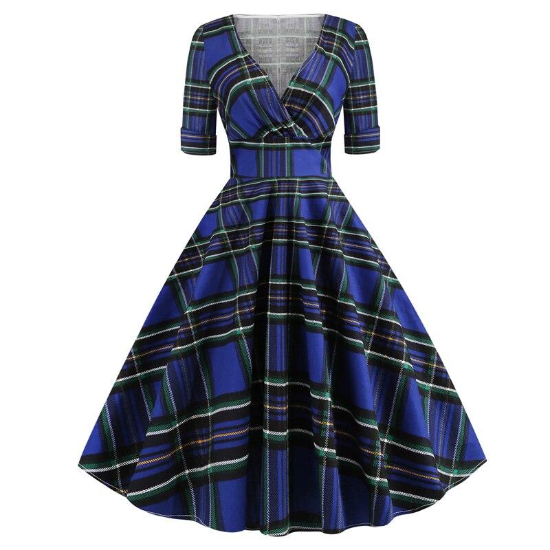 Vintage Rockabilly Ruha 50-Es Évek Tartánkék
