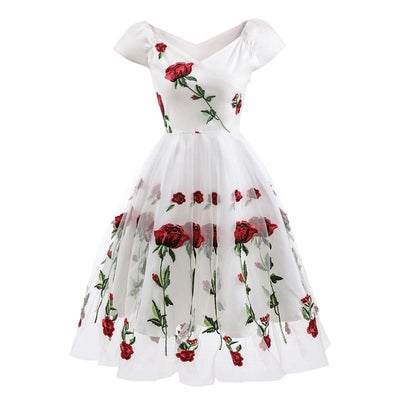 Vintage Rockabilly Csipke Ruha Fehér
