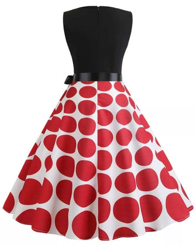 Vintage Piros És Fekete Rockabilly Ruha