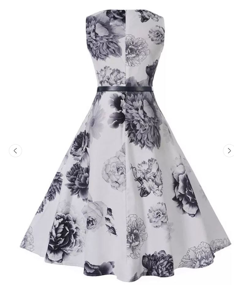 Vintage Romantikus Ruha Sötétkék Fehér