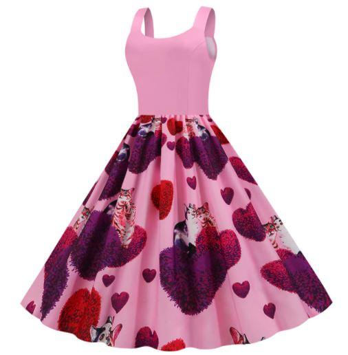 Vintage Rózsaszín Valentin-Napi Ruha