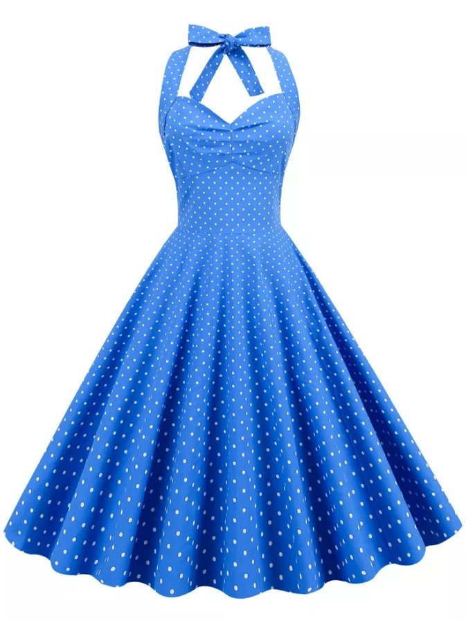 Vintage Szexi Pin Up Dress Kék